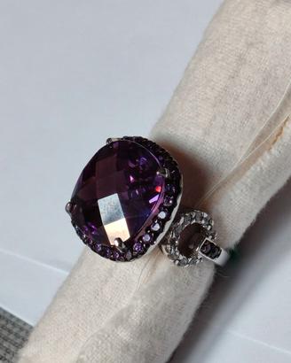 Anello in argento 925 con pietra color ametista