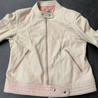 Giubbotto da donna di pelle rosa cipria