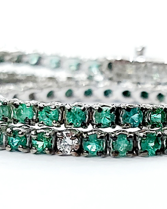 Bracciale Tennis Astralia Smeraldi Diamanti Oro