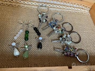 Set 8 charms borsa e portachiavi  con angeli