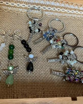 Set 8 charms borsa e portachiavi  con angeli