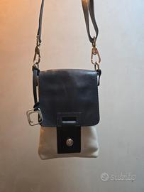 Borsa pelle a tracolla Orciani unisex bianca e blu