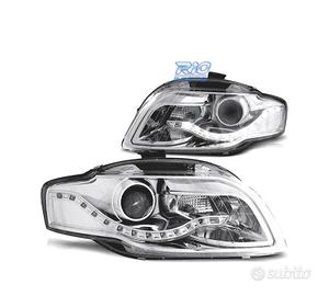 FARI AUDI A4 B7 04-07 LUCE DIURNA FONDO CROMATO