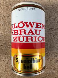 Lattina di birra vintage Lowen Brau Zurich