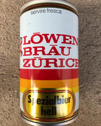 Lattina di birra vintage Lowen Brau Zurich