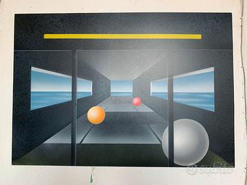 Tre Opere di FAUSTO SALOMONI Pannelli aerografi