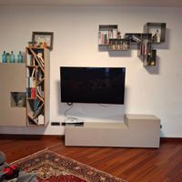 Parete attrezzata VOLTAN  spatolta cemento