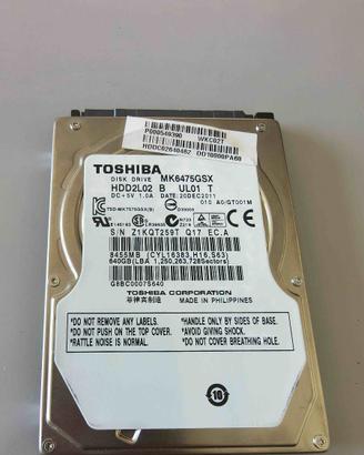 Hard Disk 2,5" Sata TOSHIBA MK6475GSX  640 GB