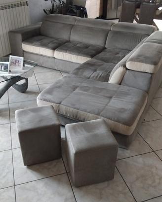 Divano angolare con penisola + pouf
