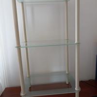 Elegante etagere, 3 ripiani vetro satinato shabby