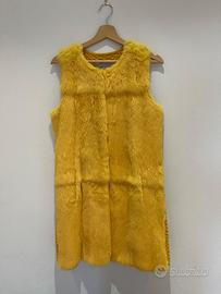 Gilet pelliccia giallo ocra