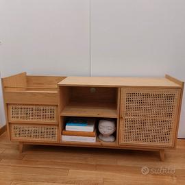 Credenza in legno e rattan