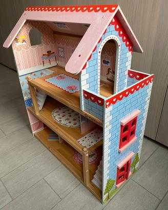 Casa casetta in legno delle bambole con accessori
