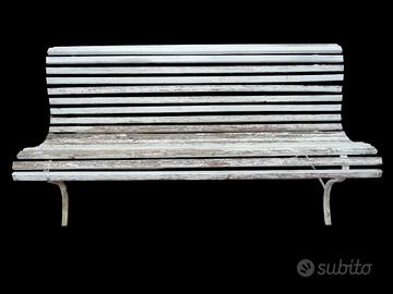 PANCHINA DA PARCO STECCHE LEGNO E FERRO BIANCA