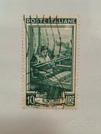 Francobollo 10 Lire Il Telaio (Calabria) 