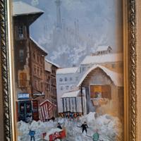 coppia dipinti a olio su tavola A. Alvino Milano