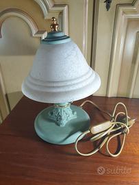 Lampada da tavolo Base Verde e Cappello in vetro b