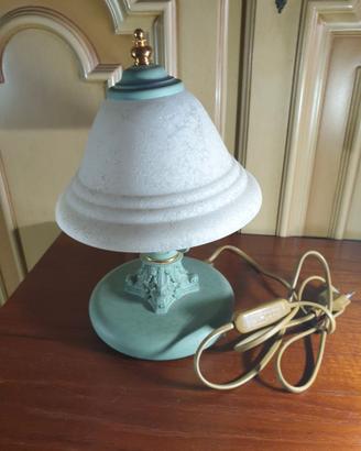 Lampada da tavolo Base Verde e Cappello in vetro b