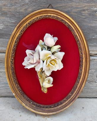 Quadro Vintage fiori bouquet porcellana
