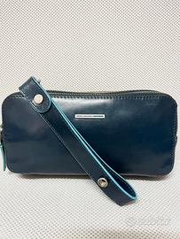 Pochette piquadro pelle blu
