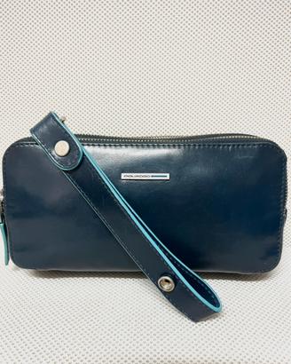 Pochette piquadro pelle blu