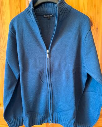Cardigan uomo blu con zip GreenLand Taglia M
