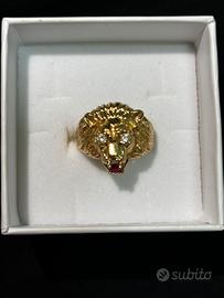 Anello oro 14 k testa di leone