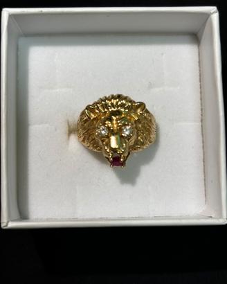 Anello oro 14 k testa di leone