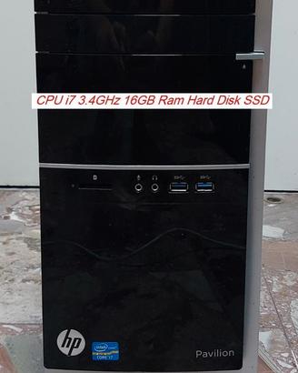 HP cpu i7 4GHZ - SSD + SATA - 16GB Ram