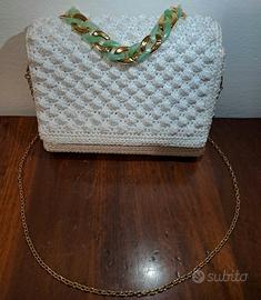 Borsa brillante ad uncinetto tracolla + 2 manici