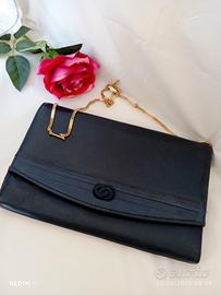 borsa tracolla vintage vera pelle blu moda