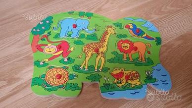 Puzzle bambino in legno zoo e cubotti Disney