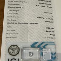 Diamante Certificato IGI D IF 1.00 carati