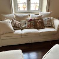 Divano Letto Matrimoniale, Poltrona e Pouff Bianco