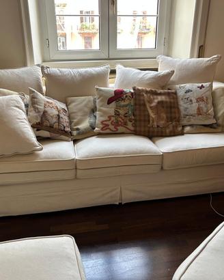 Divano Letto Matrimoniale, Poltrona e Pouff Bianco