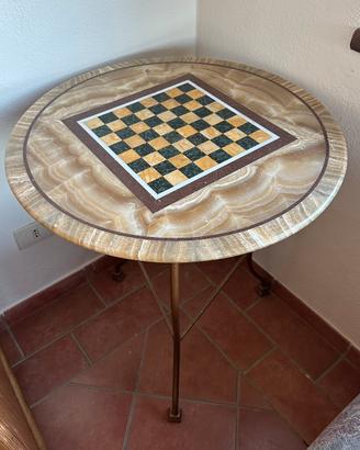 Tavolino scacchiera in alabastro
