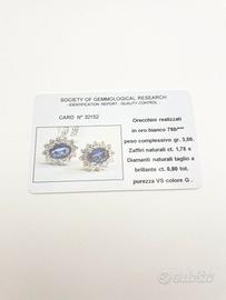 Orecchini oro18KT zaffiri ct 1.75 diamanti ct 0.80