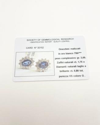 Orecchini oro18KT zaffiri ct 1.75 diamanti ct 0.80