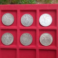 lotto 10 monete da 2 marchi svastica in argento 