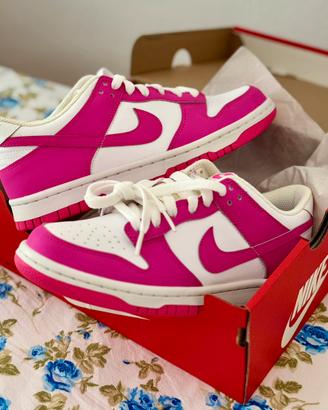 Nike Dunk Low GS Bianche/Fuchsia NUOVE ORIGINALI