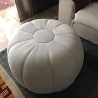 Pouf /tavolino da divano in lino bianco