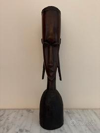 Scultura in legno, testa di donna africana, Zambia