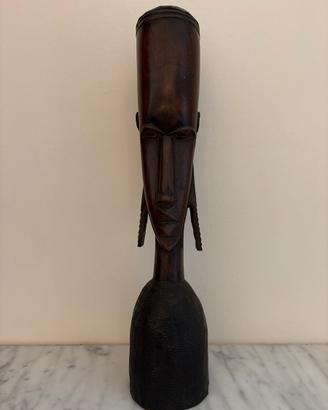 Scultura in legno, testa di donna africana, Zambia
