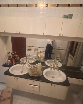 Grande mobiletto bagno doppio lavabo con specchio