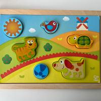 Hape - Puzzle legno intercambiabile (2 sfondi)