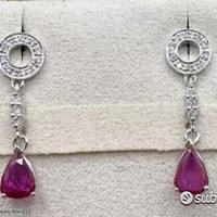 ORECCHINI ORO BIANCO 18kt. DIAMANTI E RUBINI