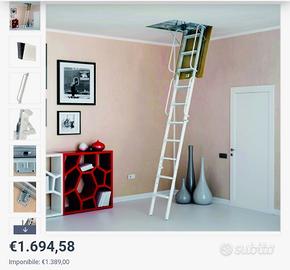 Scala Retrattile pieghevole in acciaio bianco 