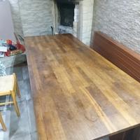tavolo 220x90 puro legno con cassapanca 