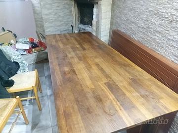 tavolo 220x90 puro legno con cassapanca 
