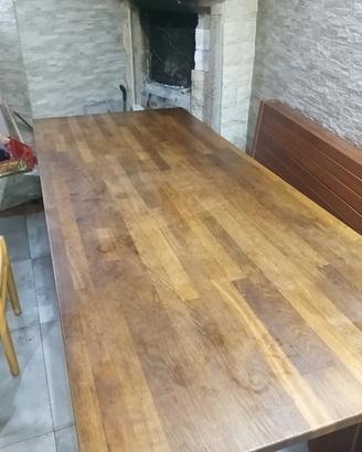 tavolo 220x90 puro legno con cassapanca 